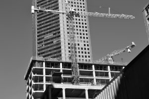 black and white imagine of building construction