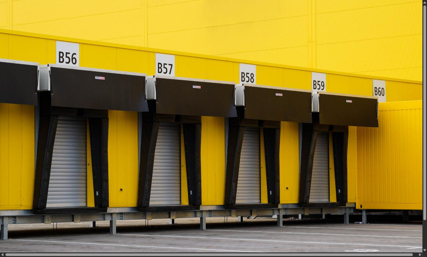 Loading dock bays at an industrial warehouse building